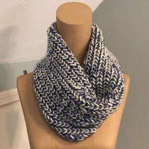 Blue knit infinity scarf